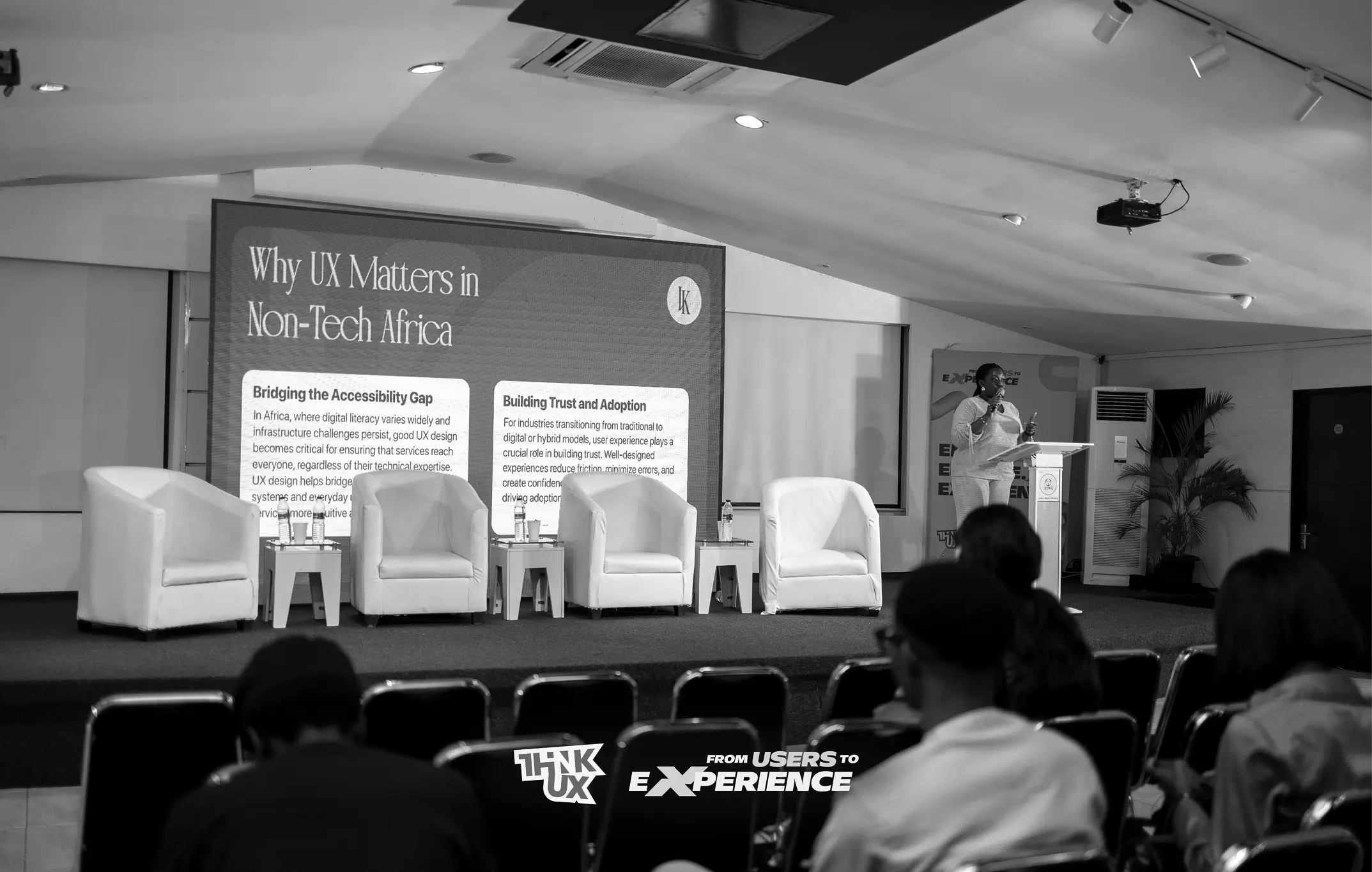 Kachi speaking at the Think UX conference